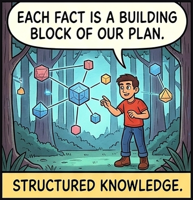 Comic: Each fact is a building block – structured knowledge