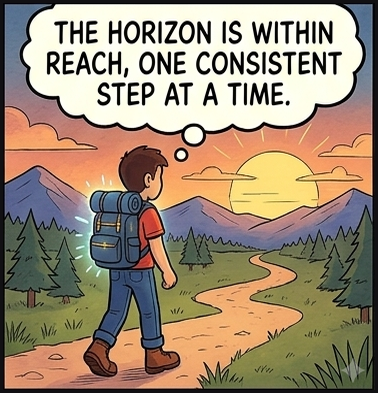 Comic: The horizon is within reach, one consistent step at a time